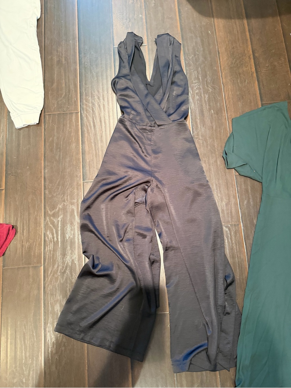 LOFT Deep Navy Sleeveless V-Neck Wide-Leg Jumpsuit